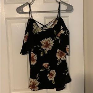 Spaghetti Strap off the shoulder top with flowers